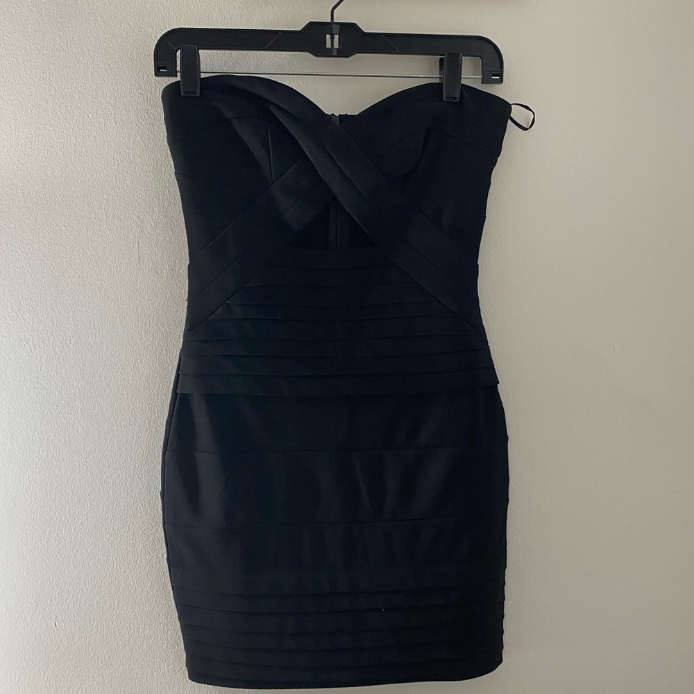 Black Strapless Cutout Mini Dress